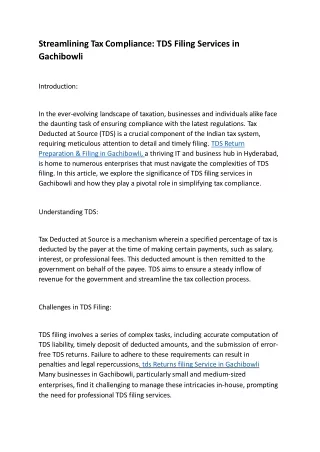 streamlining tax compliance tds filing services