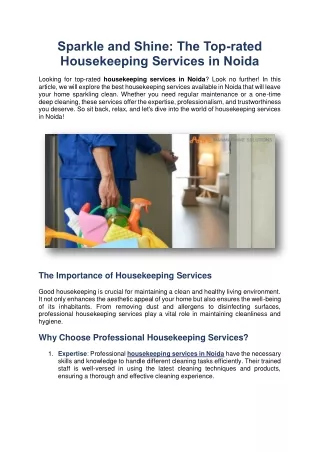 Sparkle and Shine: The Top-rated Housekeeping Services in Noida