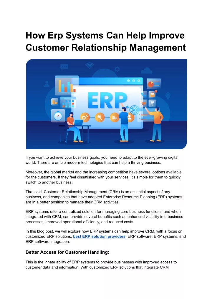 how erp systems can help improve customer