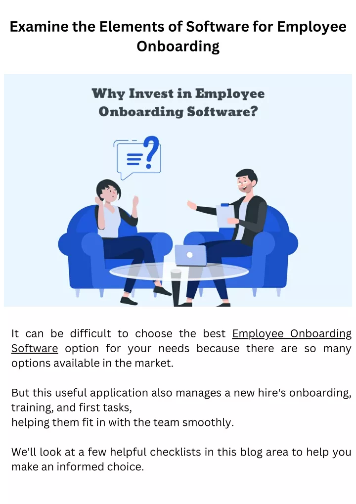 examine the elements of software for employee