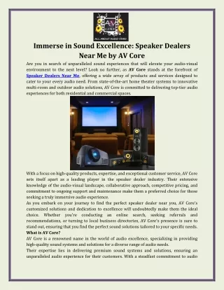 Immerse in Sound Excellence Speaker Dealers Near Me by AV Core