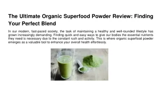 The Ultimate Organic Superfood Powder Review_ Finding Your Perfect Blend