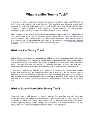 what is a mini tummy tuck