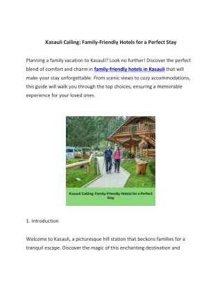 Kasauli Calling: Family-Friendly Hotels for a Perfect Stay