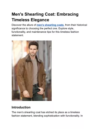 Men's Shearling Coat_ Embracing Timeless Elegance