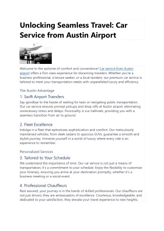 Unlocking Seamless Travel: Car Service from Austin Airport