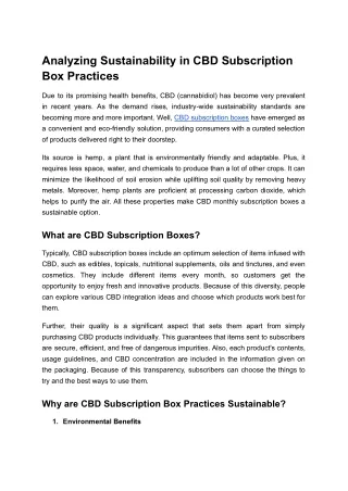 analyzing sustainability in cbd subscription