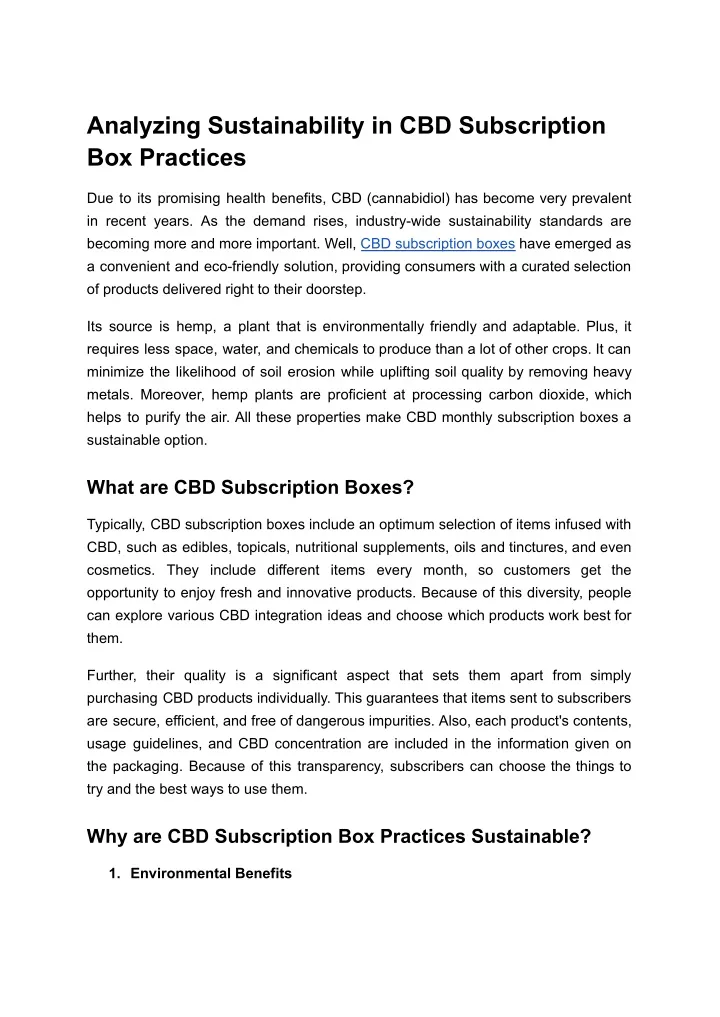 analyzing sustainability in cbd subscription