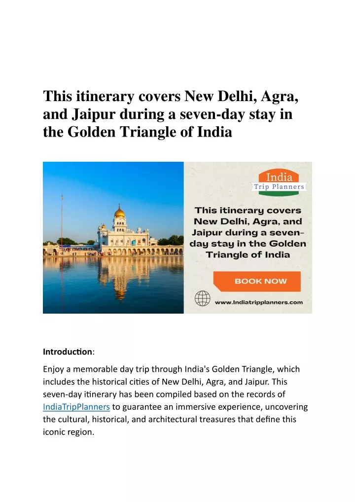 this itinerary covers new delhi agra and jaipur