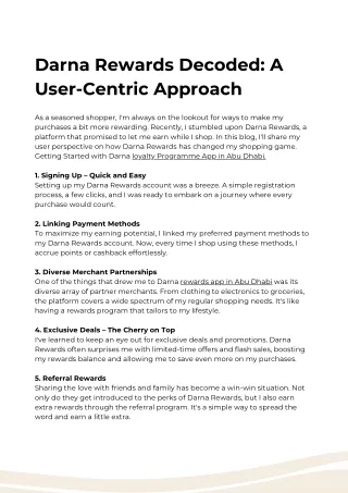 Darna Rewards Decoded: A User-Centric Approach