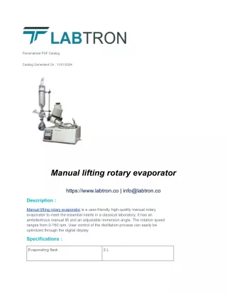 Manual lifting rotary evaporator LMRE-A10