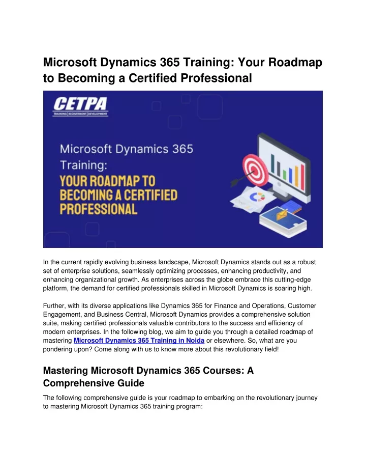 microsoft dynamics 365 training your roadmap