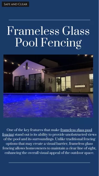 Enhance Pool Safety With Frameless Glass Pool Fencing