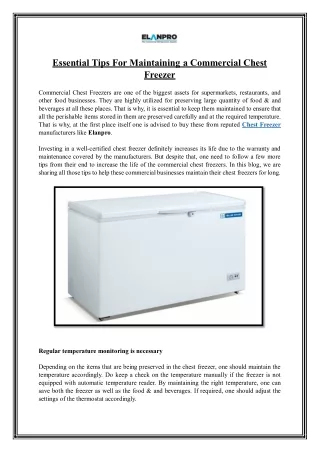 Essential Tips For Maintaining a Commercial Chest Freezer