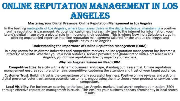 online reputation management in los angeles