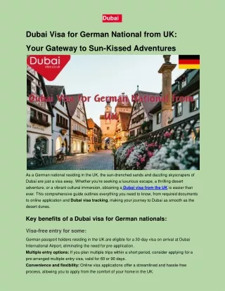 Dubai Visa for German National from UK