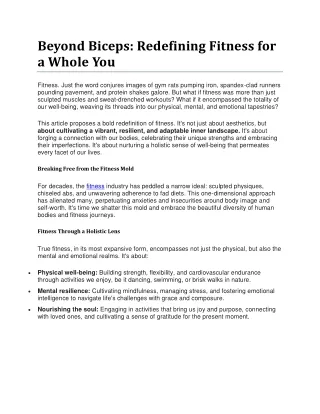 Beyond Biceps Redefining Fitness for a Whole You