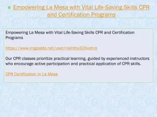 Empowering La Mesa with Vital Life-Saving Skills CPR and Certification Programs