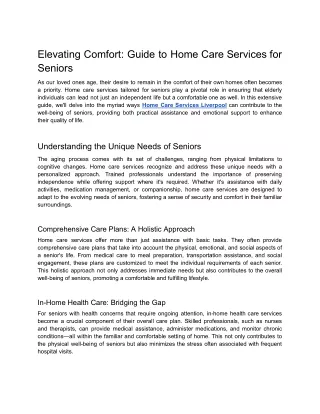 Elevating Comfort_ Guide to Home Care Services for Seniors