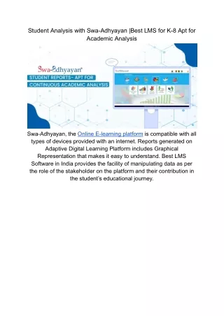 Student Analysis with Swa-Adhyayan _Best LMS for K-8 Apt for Academic Analysis
