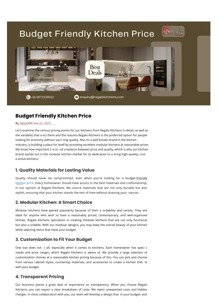 budget friendly kitchen price