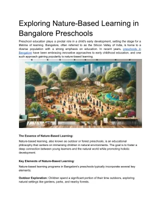 exploring nature based learning in bangalore