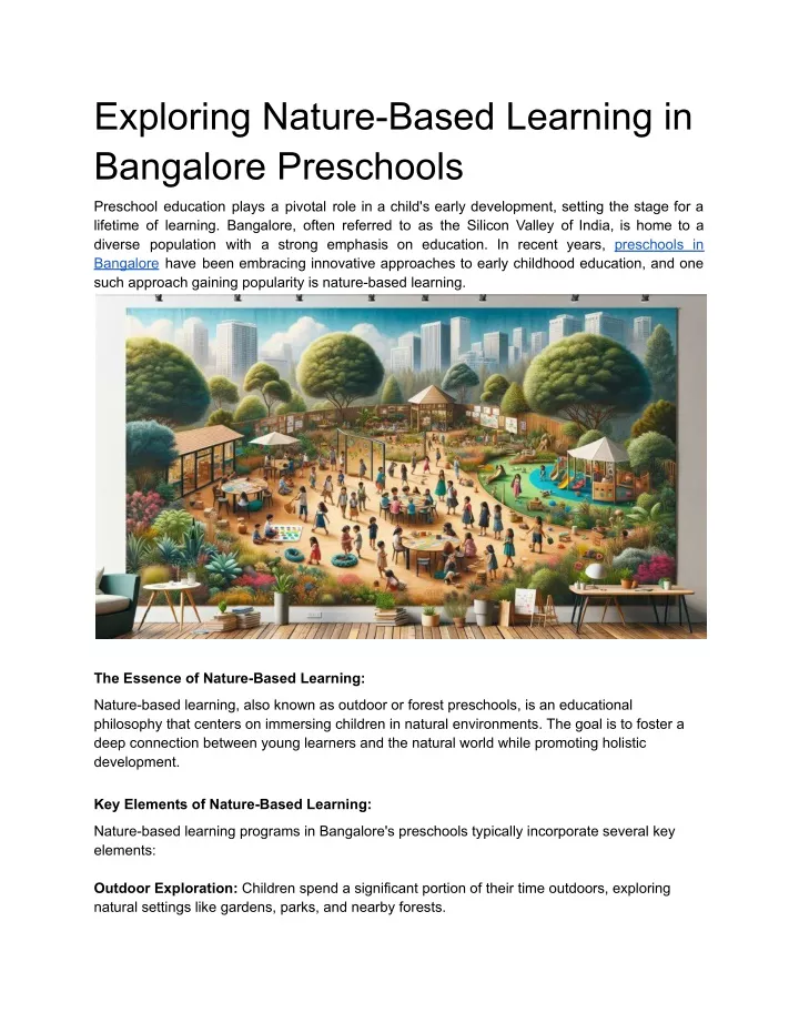 exploring nature based learning in bangalore