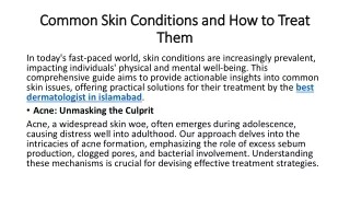 Common Skin Conditions and How to Treat Them