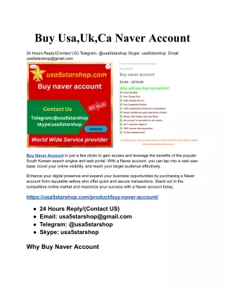 Buy Usa,Uk,Ca Naver Account