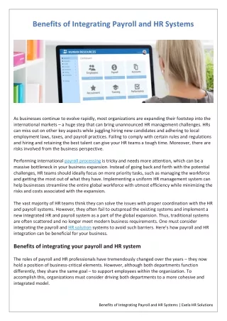 Benefits of Integrating Payroll and HR Systems