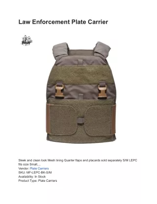 Law Enforcement Plate Carrier (LEPC) & Velocity Systems