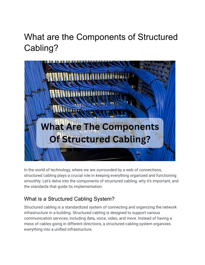 what are the components of structured cabling