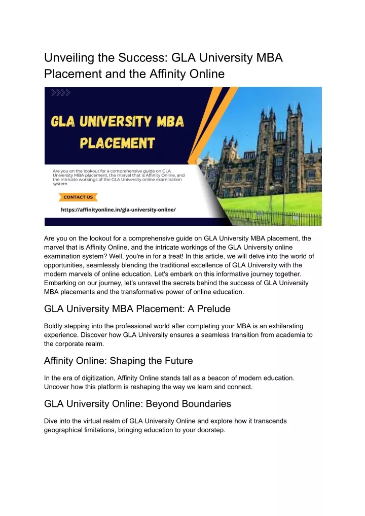 unveiling the success gla university