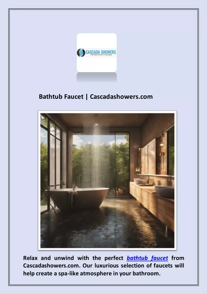 bathtub faucet cascadashowers com