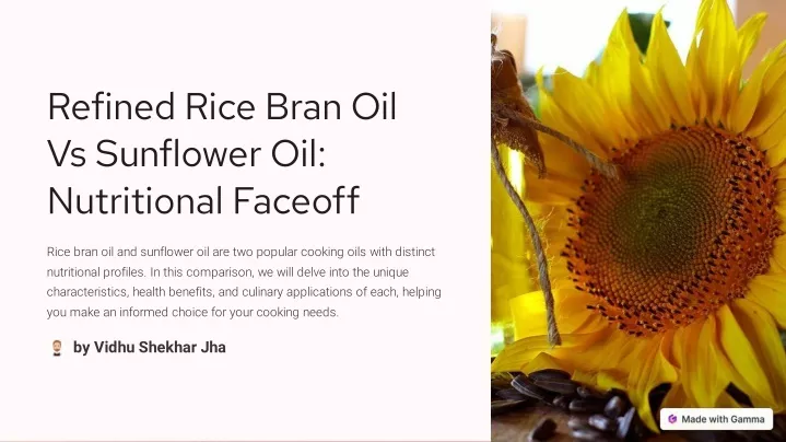 refined rice bran oil vs sunflower