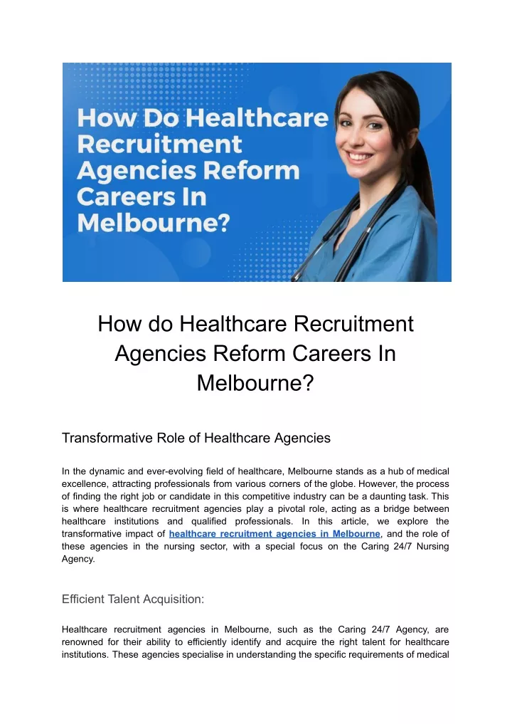 how do healthcare recruitment agencies reform