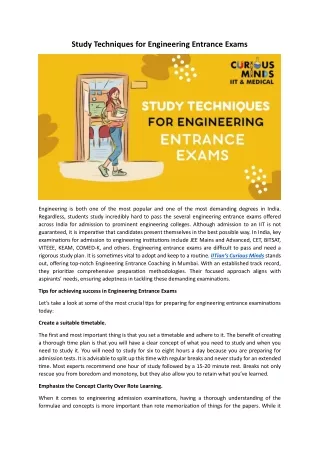 Study Techniques for Engineering Entrance Exams