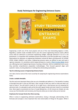 study techniques for engineering entrance exams