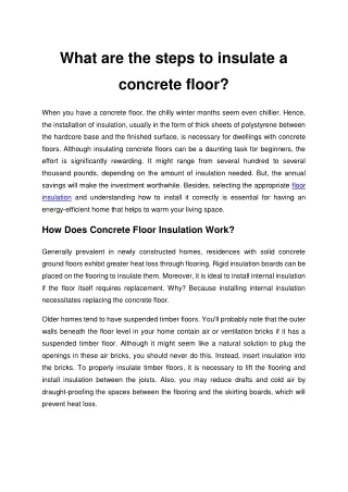 What are the steps to insulate a concrete floor