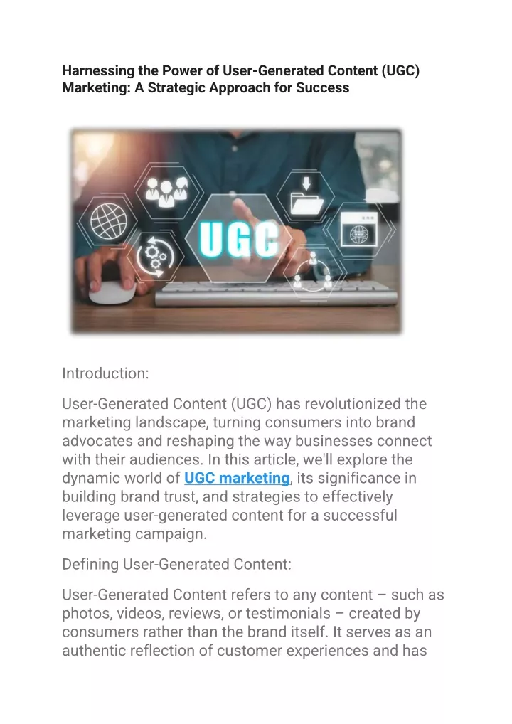 harnessing the power of user generated content