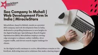 Seo Company In Mohali   Web Development Firm In India  MiracleStars