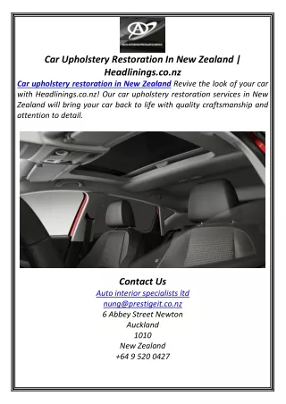 Car Upholstery Restoration In New Zealand | Headlinings.co.nz