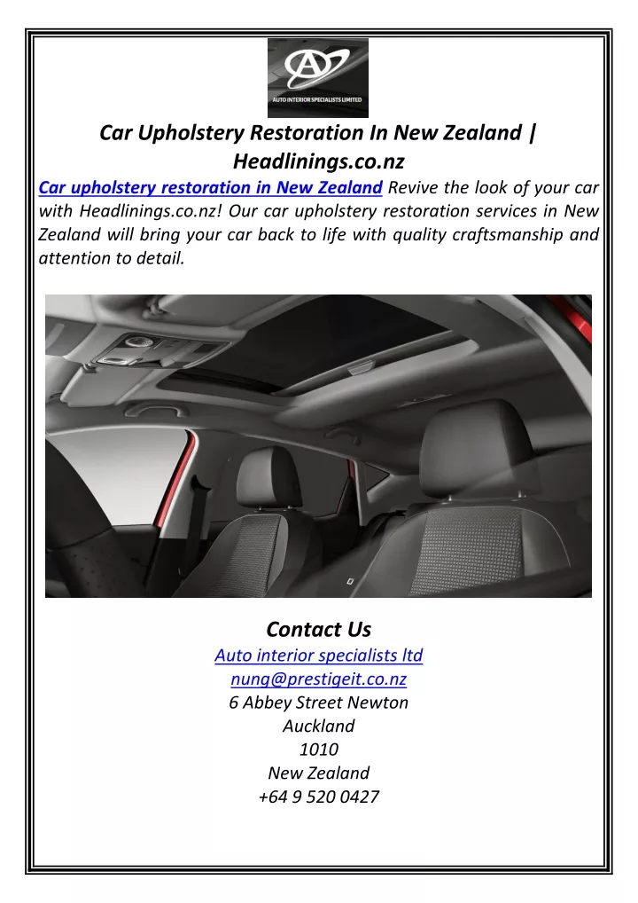 car upholstery restoration in new zealand