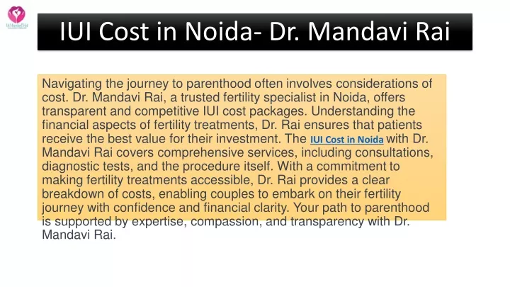 iui cost in noida dr mandavi rai