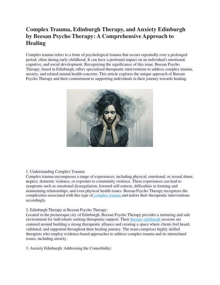 complex trauma edinburgh therapy and anxiety