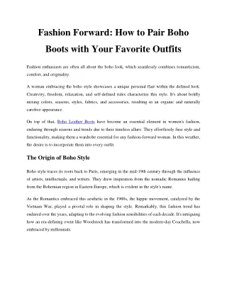 Fashion Forward How to Pair Boho Boots with Your Favorite Outfits