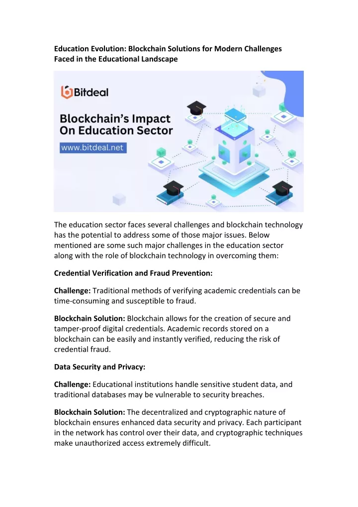 education evolution blockchain solutions