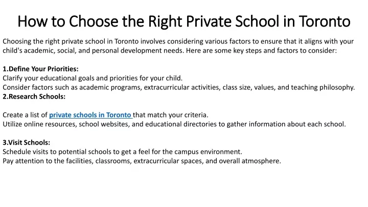 how to choose the right private school in toronto