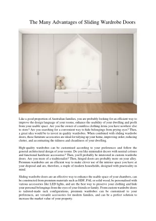 the many advantages of sliding wardrobe doors