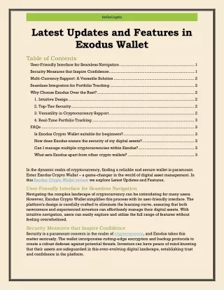 Latest Updates and Features in Exodus Wallet
